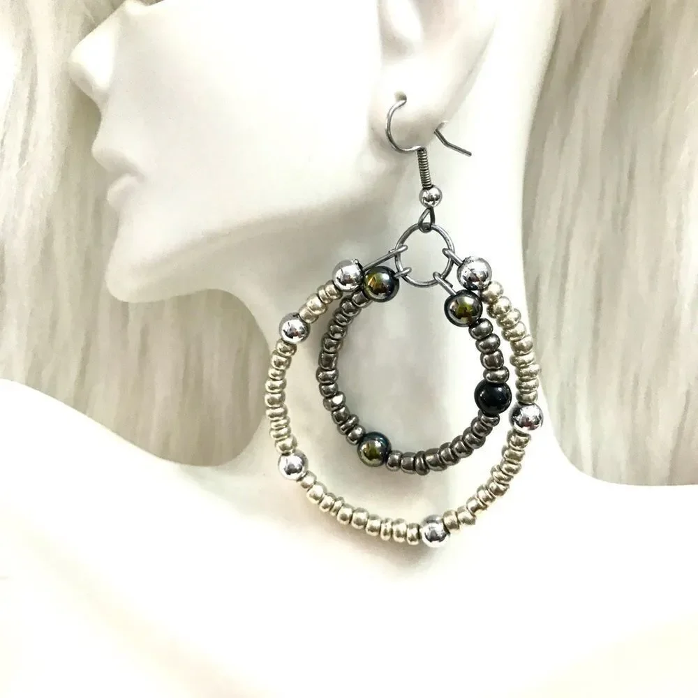 Beaded Handmade Hoop Earrings